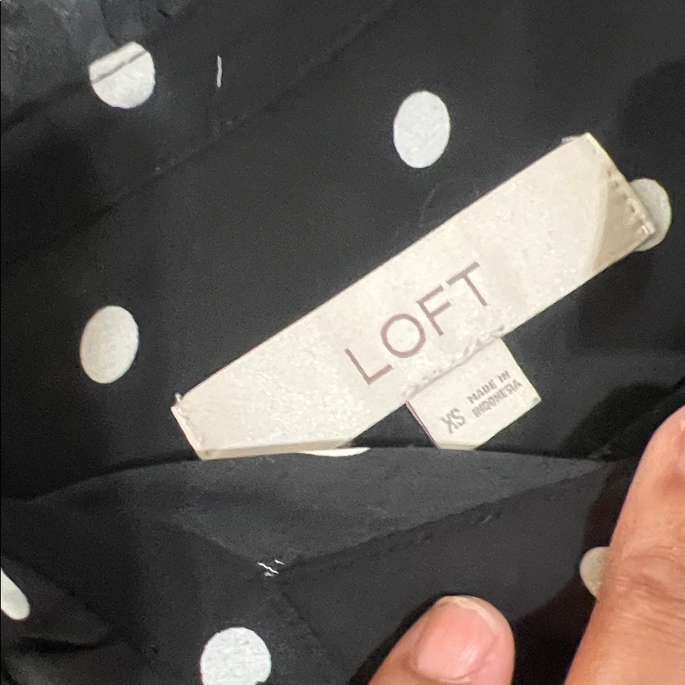 LOFT Black and White Polka Dot Blouse - Picture 2 of 8